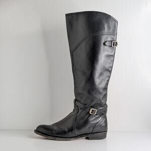 Frye Dorado Riding Boots 9 Black Tall Leather Harness Straps Classic Americana